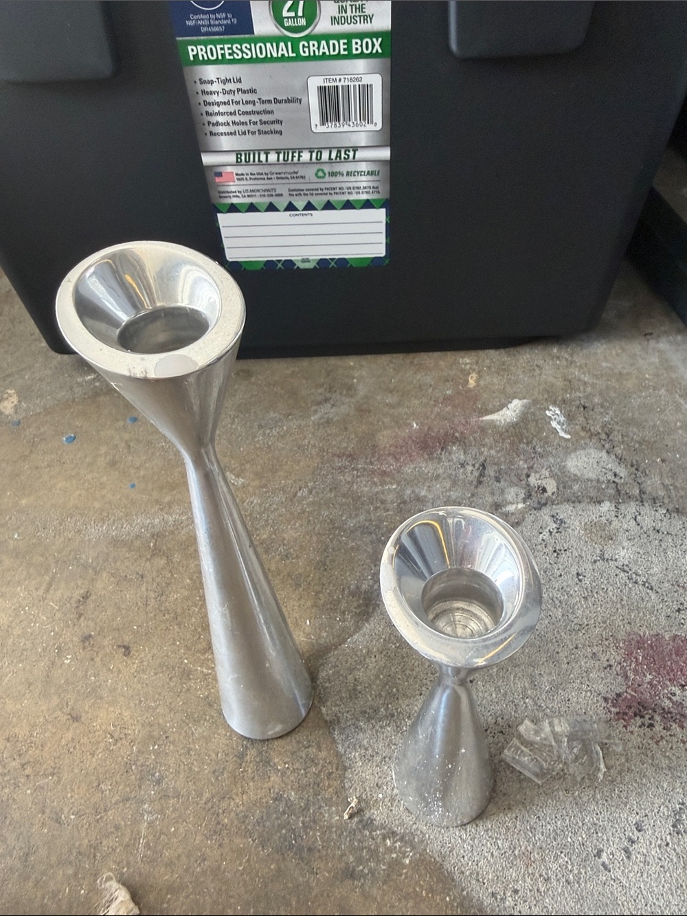 Vintage 1994 Nambe Silver Tapered Metal Candle Holders - Set of 2